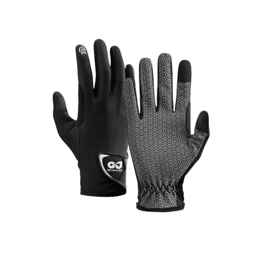 SUJAYU A Pair Touchscreen Golf Gloves Men Golf Gloves Women, Silicone Anti-Slip Mens Golf Rain Gloves Left and Right Hand Golf Glove, Beathable Golf Gloves Men Right Handed Golfer (Black, Medium)